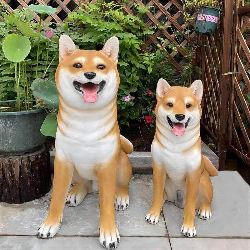 狗摆件柴犬雕塑仿真狗模型落地看家庭院花园装饰动物秋田犬工艺品