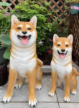 狗摆件柴犬雕塑仿真狗模型落地看家庭院花园装饰动物秋田犬工艺品