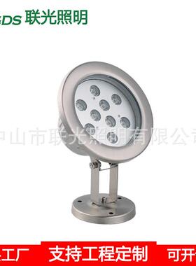 LED水底灯景观水下射灯9W12W低压12V24V七彩变色泳池不锈钢喷泉灯