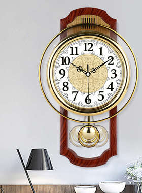 VHM7批发欧式复古摇摆挂钟客厅简约时尚挂表卧室静音石英钟现代钟