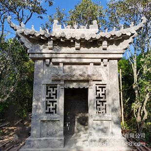 厂家青石仿古石庙青石瓦片石房子2米*2米景区石雕庙宇可安装