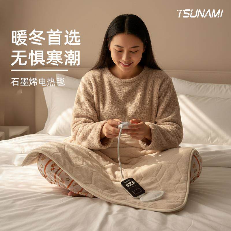 石墨烯精貂绒电热毯单人温控智能定时 家用速热除螨安全过热保护