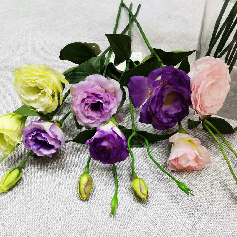 高档多头湿感高级洋桔梗仿真花绢花干花婚庆婚礼花束装饰假花批发