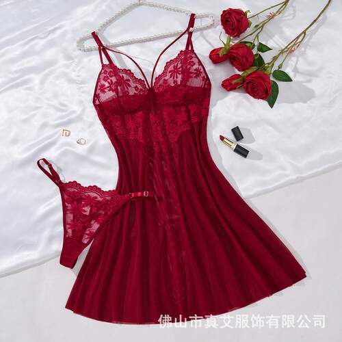 Sexy pajama set - lace mesh fabric combined with pure erotic