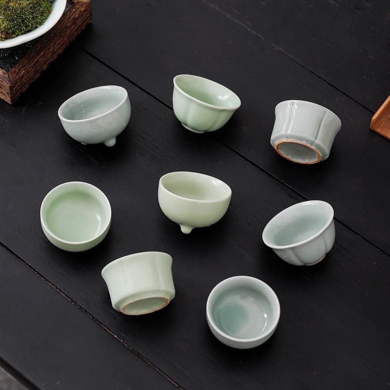 小茶杯六只喝茶工夫茶杯茶具套装陶瓷品茗杯一套家用茶碗紫砂茶盏