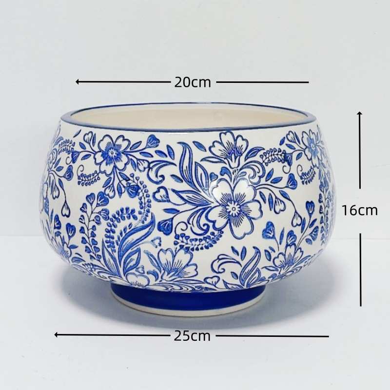 蝴蝶兰年客厅青花瓷宵摆件花批发陶瓷花盆新景德镇中式花卉家居