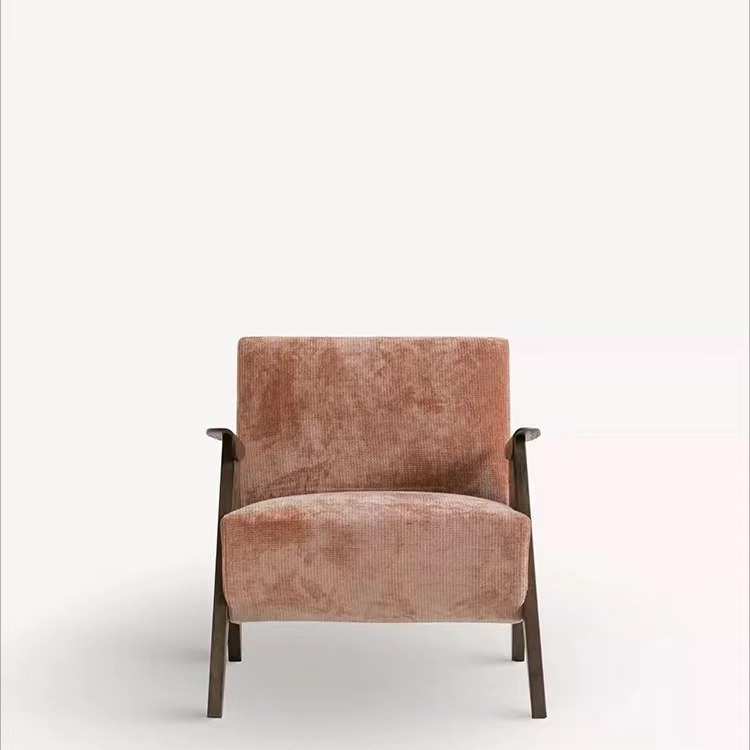 椅阳台样板间怀旧所沙发简约休闲会实木设计师单人洽谈北欧客厅椅