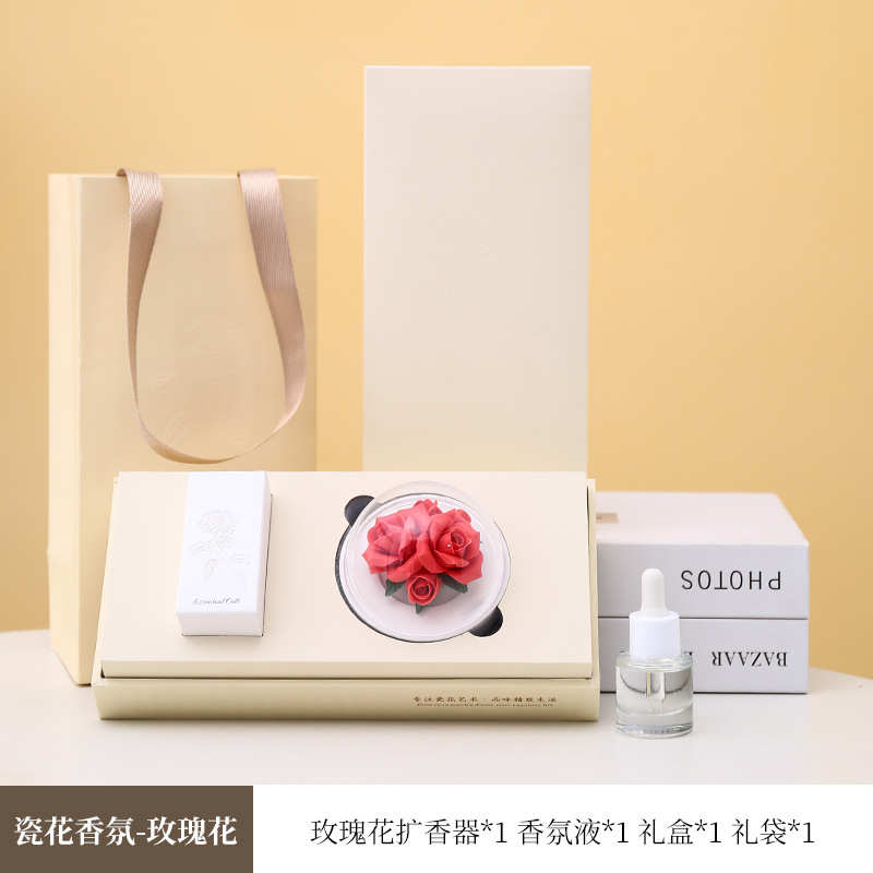 扩石火香薰茶室艺术办公室礼品玫瑰花陶瓷香捏无氛遗非香花摆件手