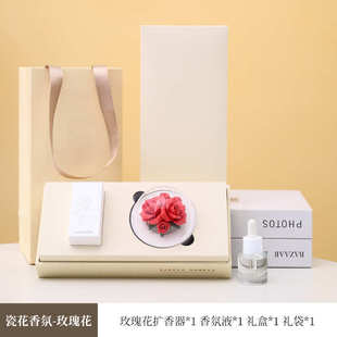 手摆件火石捏陶瓷香艺术花茶室扩玫瑰花无非香氛香薰办公室遗礼品