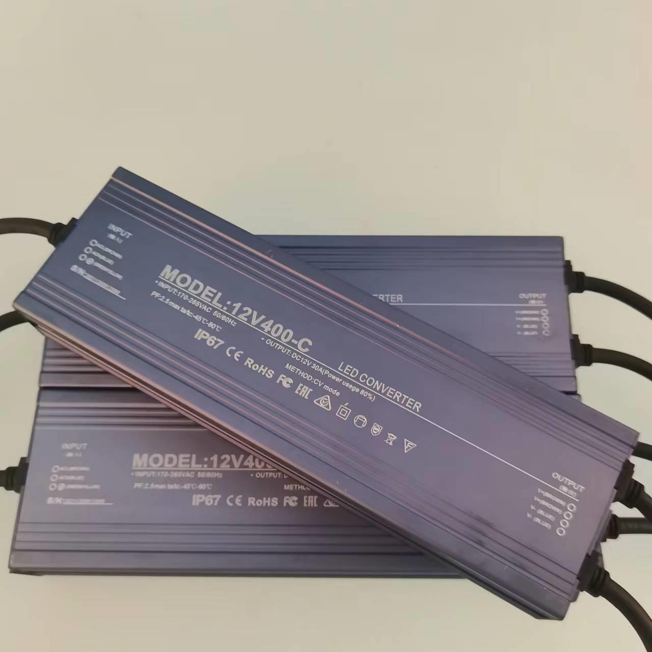 现货DC12V户外防水电源400W开关电源足功率监控5A变压器
