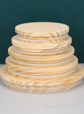 工厂直销蜡烛杯松木竹木盖 带硅胶圈密封盖 手工蜡容器烛台杯盖