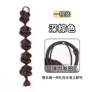 正品抓夹式辫网红灯笼泡泡辫子 发女短款自然高马假麻尾花彷真假