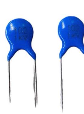 松家ZONKAS插件高压电容瓷片电容器陶瓷电容102M1KVY5P蓝色P5L3.5