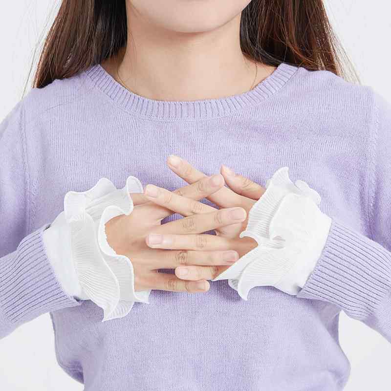 秋冬内搭假袖子棉护腕袖套女卷边花边袖口百搭衬衫袖毛衣卫衣