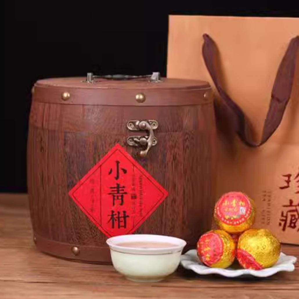 棠谦小青柑500g木桶礼盒装新会小青柑陈年陈皮柑橘普洱茶小青桔茶