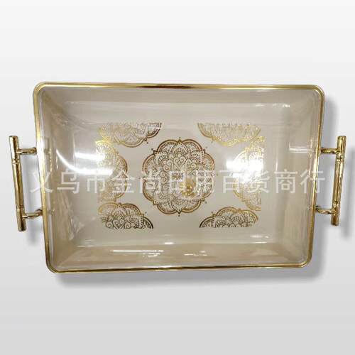 Rectangular golden European-style carved fruit tray, suitabl