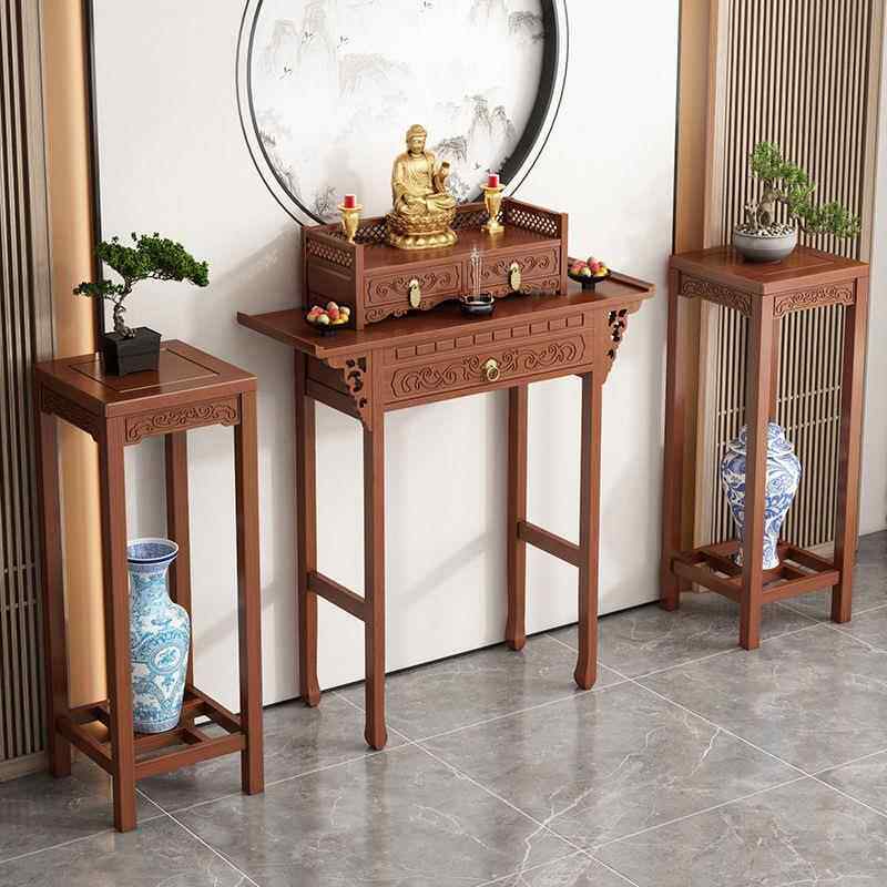 新中式红檀实木玄关桌供台神台香案佛桌E0级烤漆整装