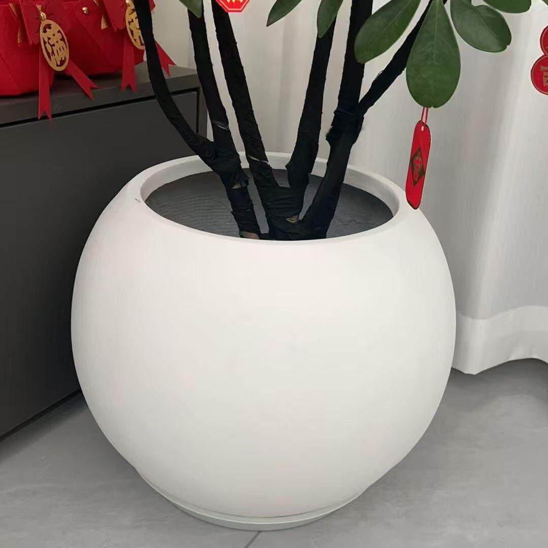 【工厂店】圆球形圆形镁泥花盆北欧简约风轻奢高尚绿植植物盆栽