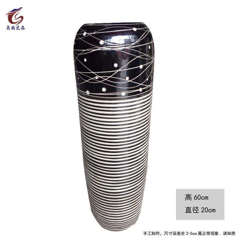 陶瓷摆件家居饰品工艺品花瓶礼品 黑色景德镇地大干花花瓶落