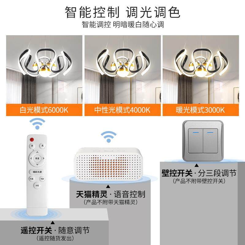 餐厅灯头新款LD节家用房间三卧室吧台灯现代简约创能意949商E铺吊