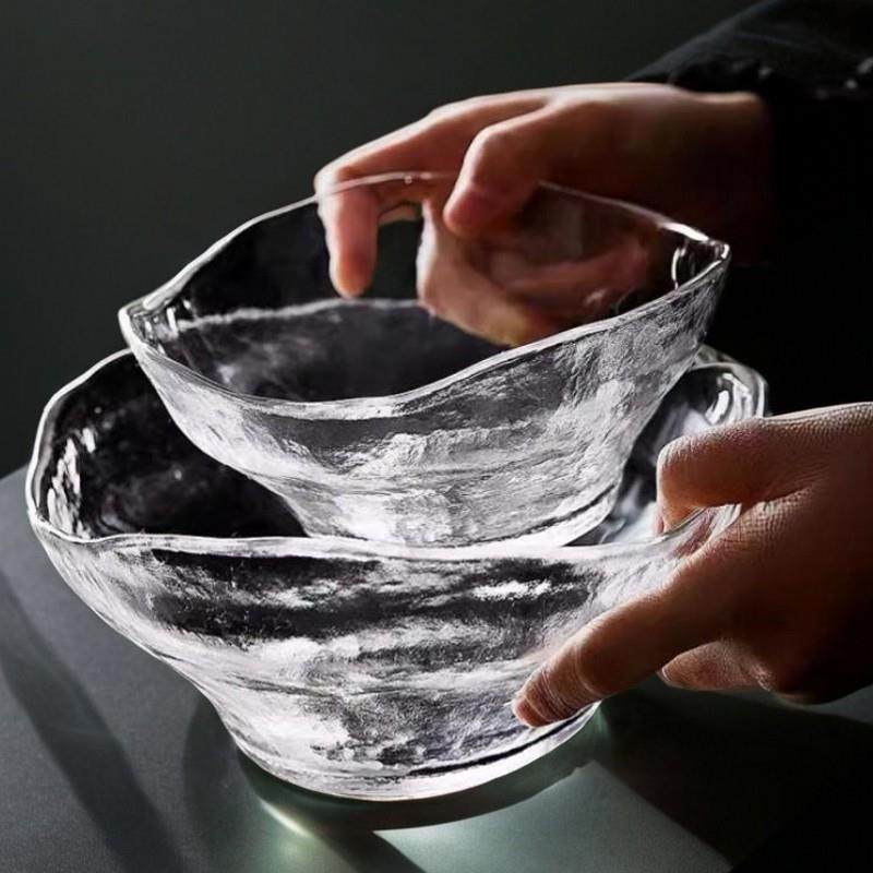 手工锤纹玻璃沙拉碗不规则水果甜品冷面 面碗碟大号创意家用茶洗,餐饮具,碗,淘宝优惠券,粉丝福利购,淘宝优惠卷