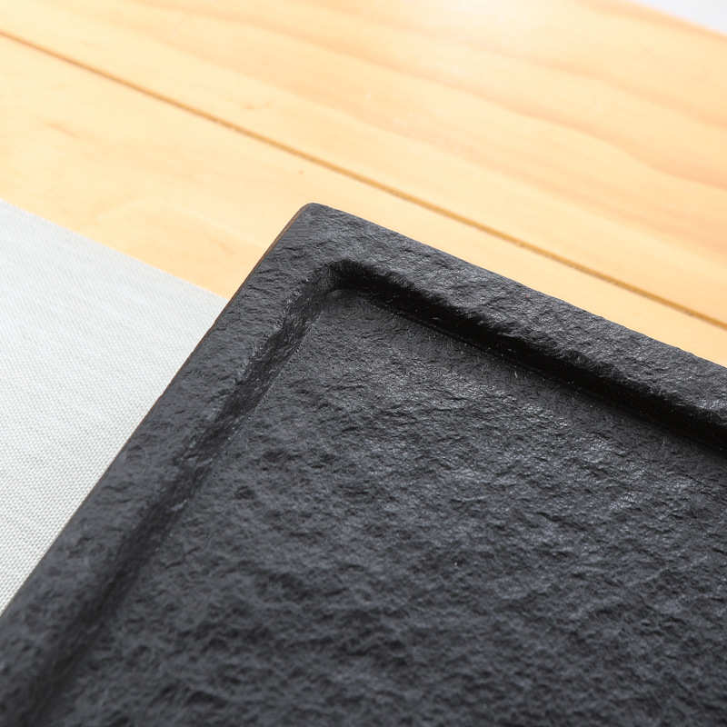 天然乌金石茶盘排水家用简约现代客厅石盘石头单盘整块石茶台拖盘