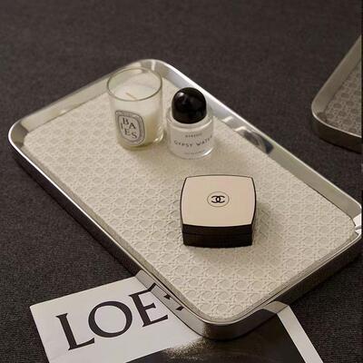 现代轻不锈钢PGT皮革托盘ins奢风首饰饰咖啡收杯桌面纳创意摆件装