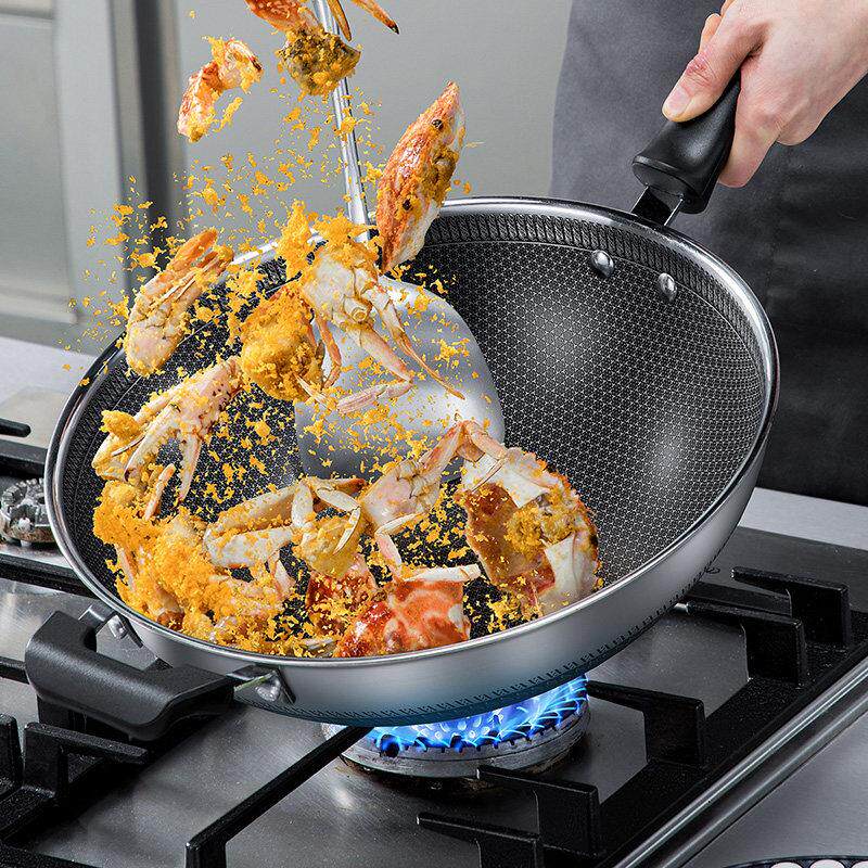 COOKER K炊皇316不炒锈钢锅不沾锅炒锅不沾大蜂窝用电磁炉家瓦斯