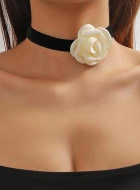 choker跨境香风复古米色晚宴项链