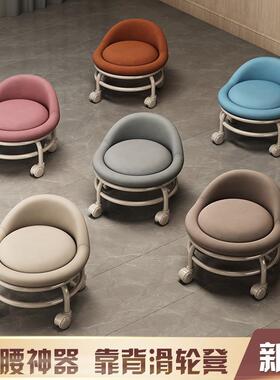 7K家用矮凳沙发凳小凳子软座懒人小板凳圆凳万向轮移动靠背滑轮矮