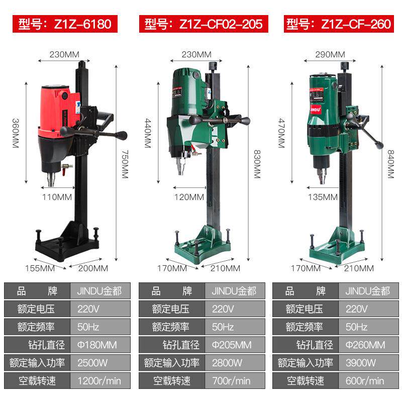 金都水钻机打孔机金刚石钻孔机立式工业级大功率工程钻机台式水钻