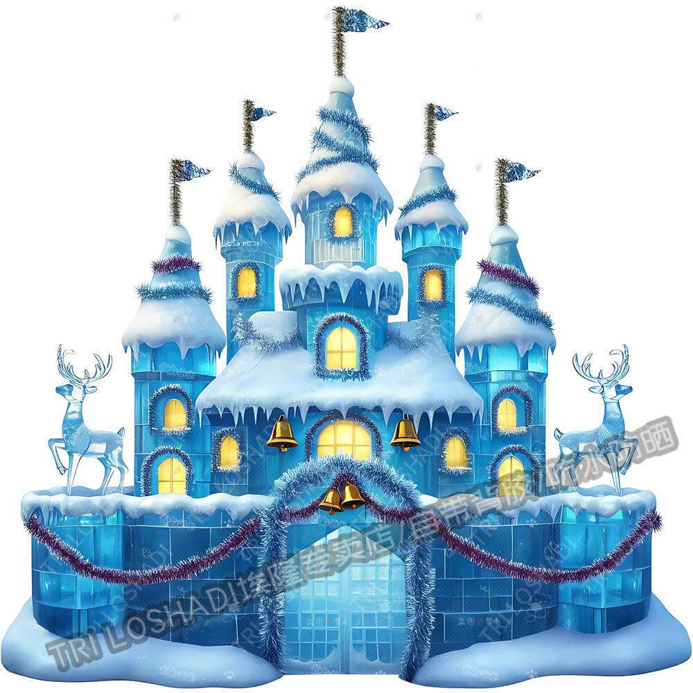 冰雪华丽魔法城堡贴纸儿童房装饰贴画墙上门窗自粘贴纸冰箱马桶贴