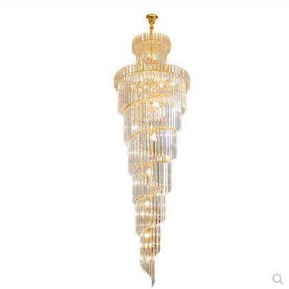 覆式楼梯吊灯别墅挑高客厅水晶灯现代简约中空旋转楼梯吊灯长吊灯