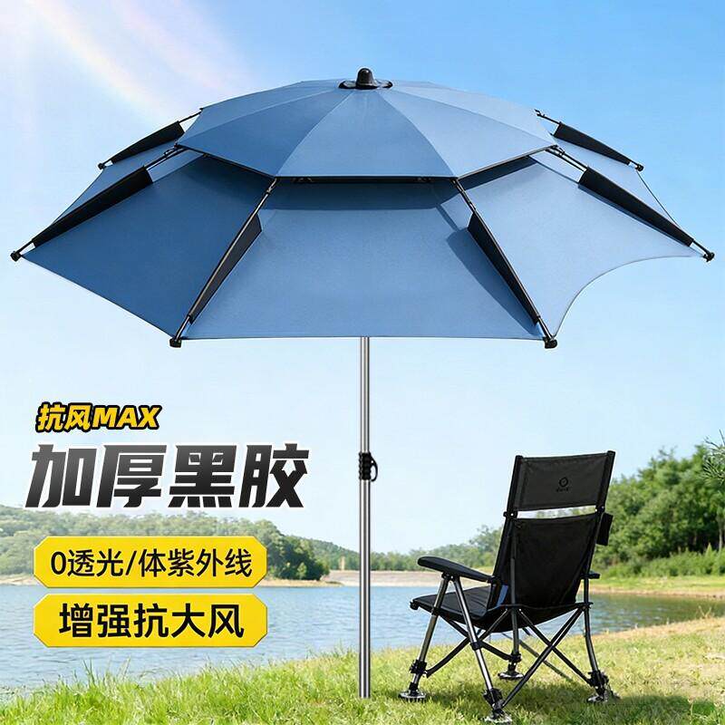 钓鱼遮阳黑胶防晒野钓专用钓鱼伞