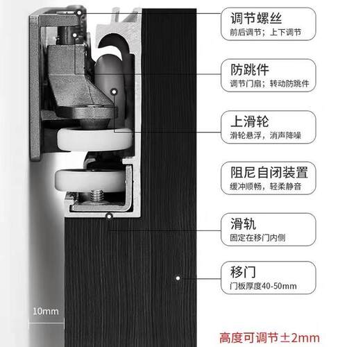 幽门配件现代简约形门滑灵轮幽灵门吊铝合轨道极简推拉隐门304金