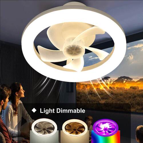 新款小型 led风扇灯E27家用简约客厅大厅主灯遥控调档卧室风扇灯