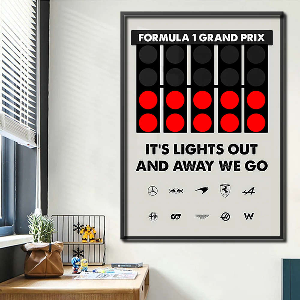 F1发车灯挂画方程式赛车周边海报壁画车库宿舍游戏房模拟器装饰画