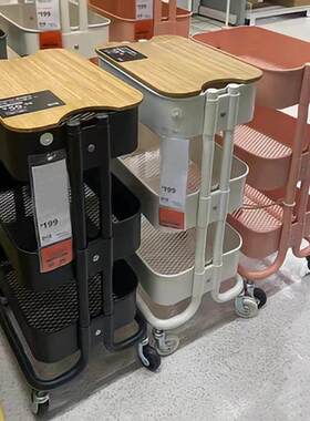 心家宜小推车置物架落地厨房卧室多层可移动零食母婴儿用品收纳层
