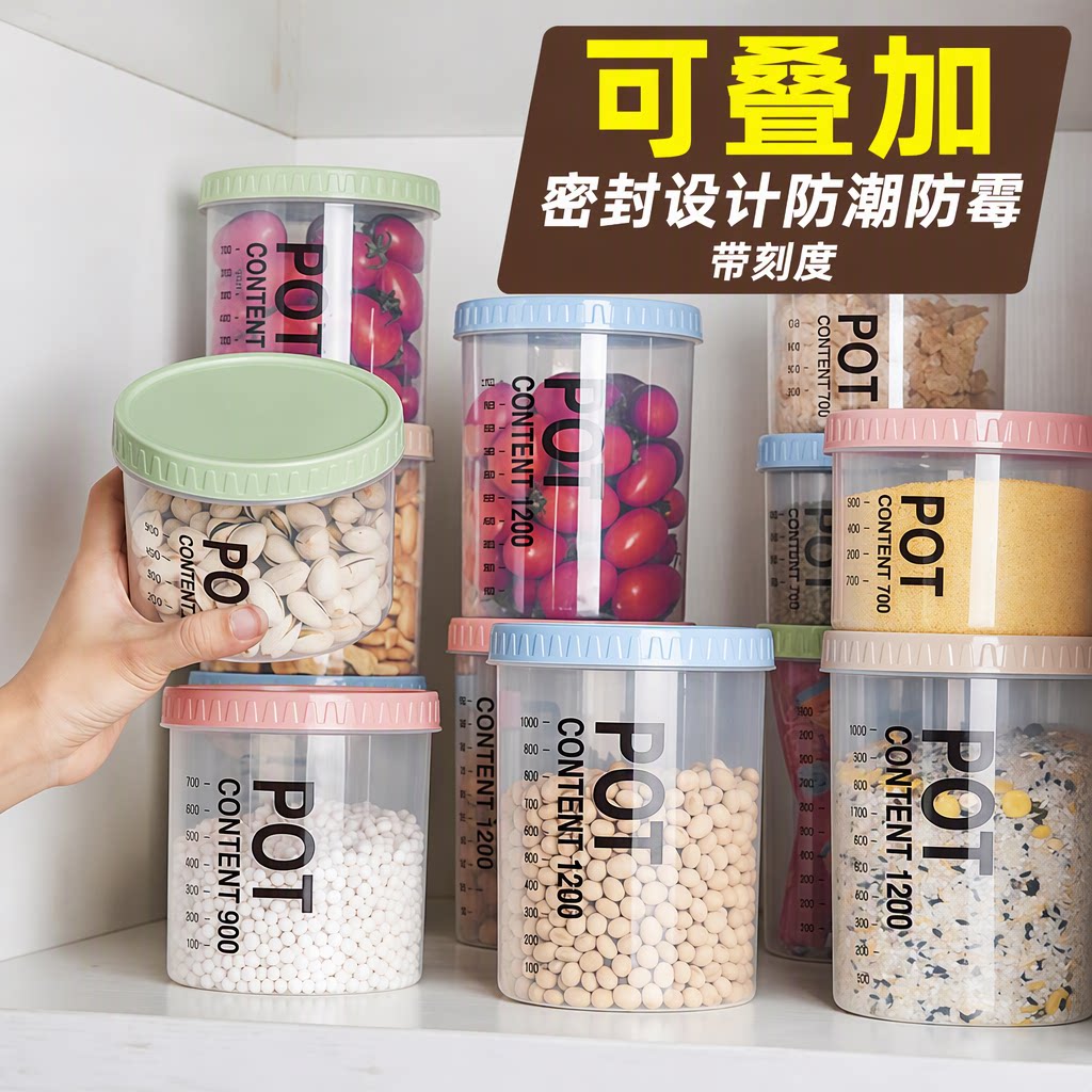 厨房透明零食收纳盒储物
