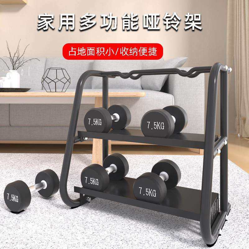 双层哑铃架六角圆形固定哑铃壶铃展示架子家用商用健身房健身器材