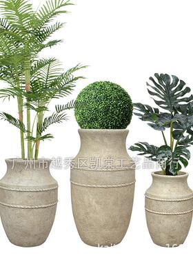 复古落地水泥种植花盆侘寂风庭院阳台种花树民宿酒店园艺商场摆设