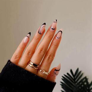 24Pcs Blue Set Cloud Sky Pattern White False Fre Nail Design