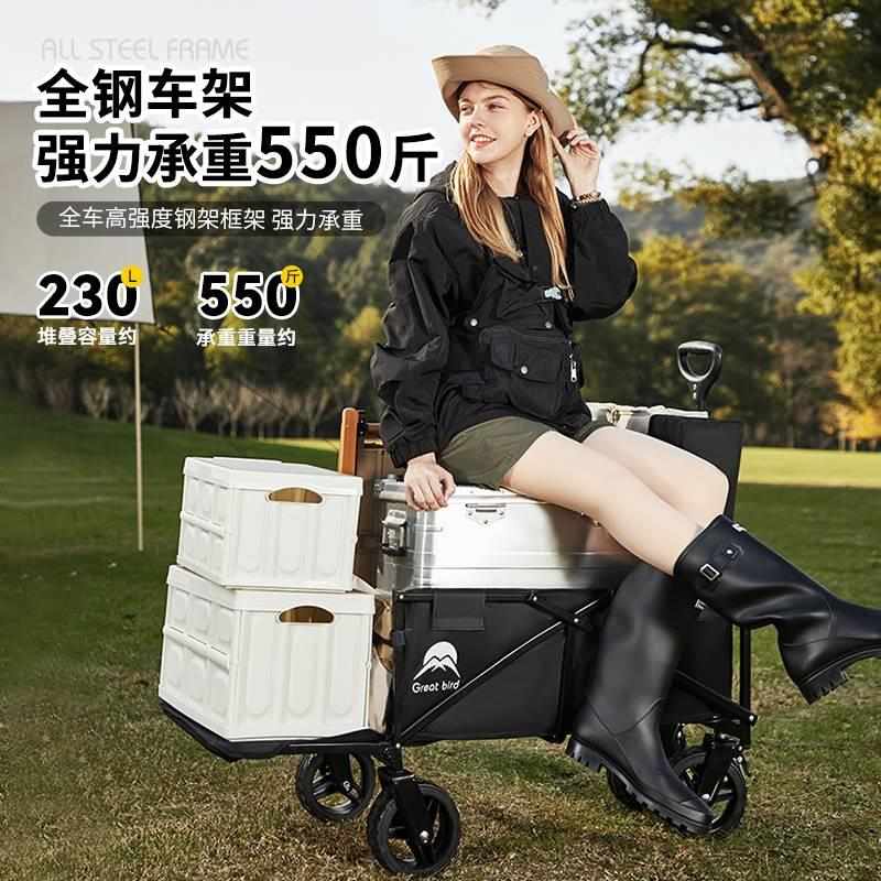 露营车摆摊便携小推车户外野餐营地车儿童推车快递折叠手拉车套装