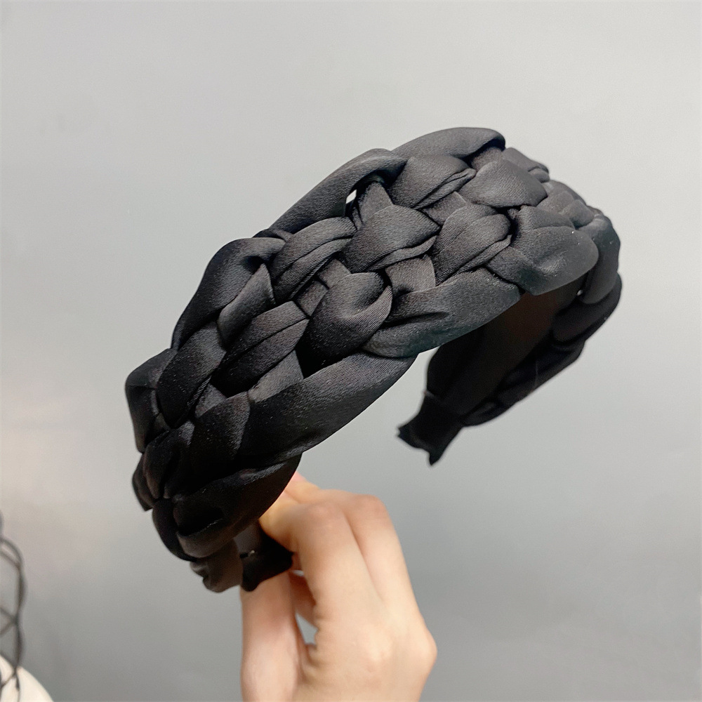 麻花编织宽边发箍简约纯色发饰