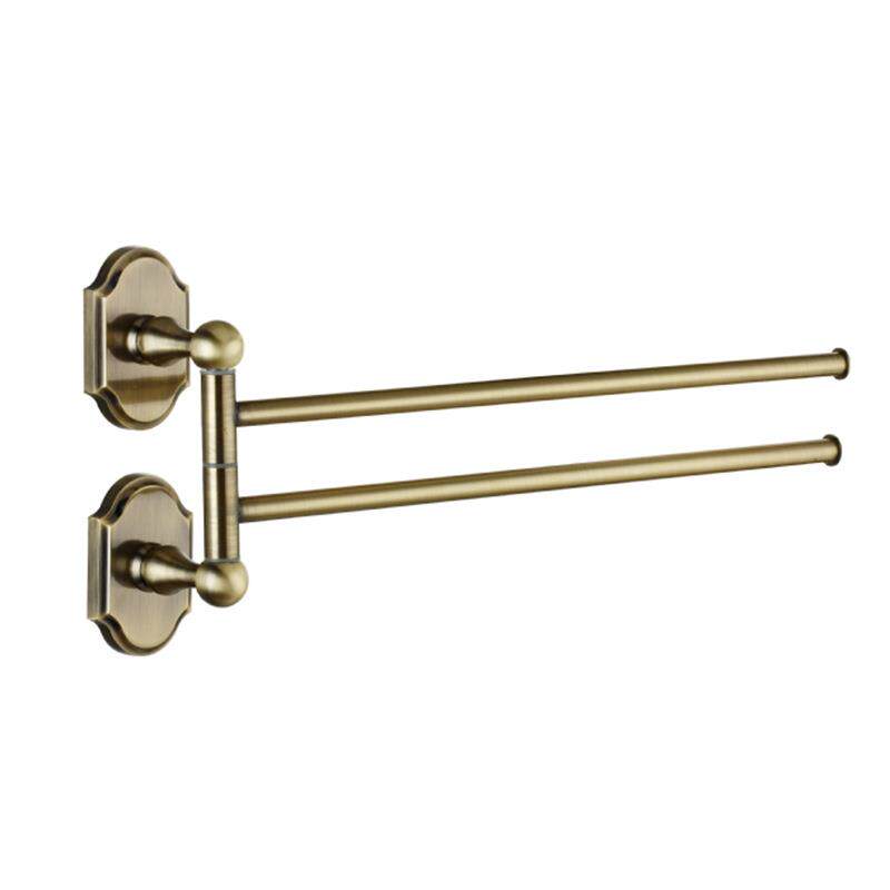 欧式浴室旋转活动杆锌合金移动毛巾架双杆卫生间活动挂杆毛巾杆