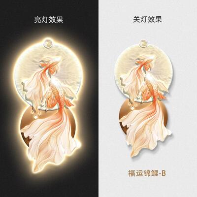 现代轻进玄门入户关发光锦鲤装饰画走廊过道ELD灯光画挂奢JS-067