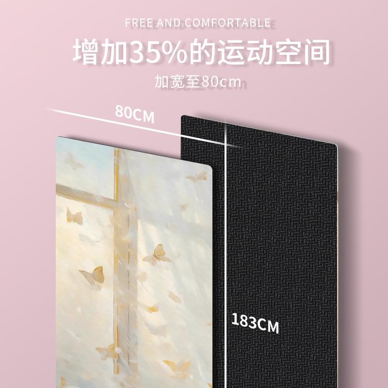 新款直销跨境印花升级耐磨PU橡胶瑜伽垫加宽80CM双面防滑健身瑜伽