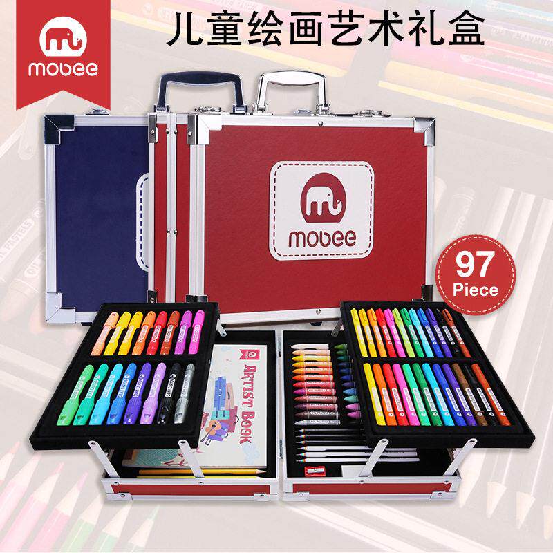 mobee绘画 画礼盒彩色笔工具儿童宝宝蜡笔麦克笔新年生日礼物画