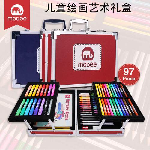 mobee绘画 画礼盒彩色笔工具儿童宝宝蜡笔麦克笔新年生日礼物画