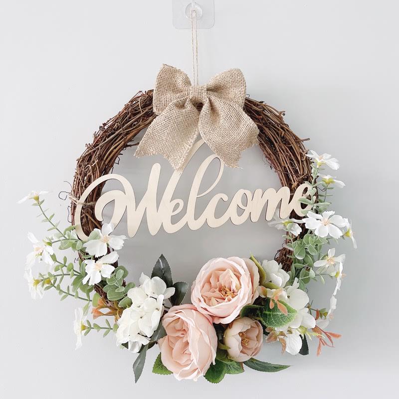 韩式花环挂式餐厅服装店墙面装饰欢迎卧室门入户门蝴蝶结挂件装饰